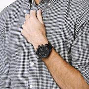Fossil JR1354 Full Black Nate Chronograph Leather Strap Men's Watch